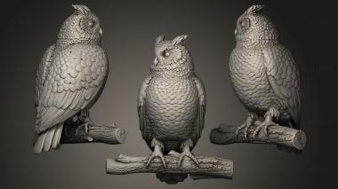 3D model owl on a perch (STL)